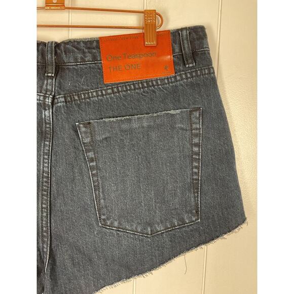 One Teaspoon The One Fox Black Denim Cut Off Shorts NWT Size 34 - Picture 5 of 9